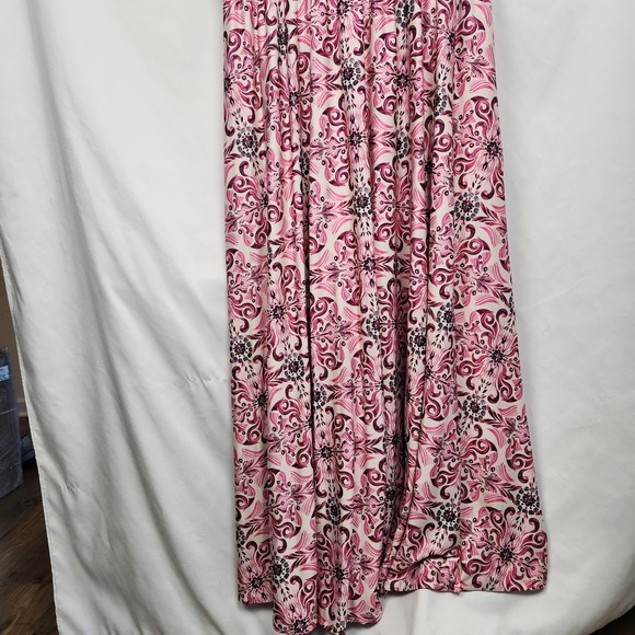 Koh Koh‎ Maxi Dress 4X Pink Floral V-Neck Short Sleeve Flowy Long Soft Stretch - Picture 8 of 8